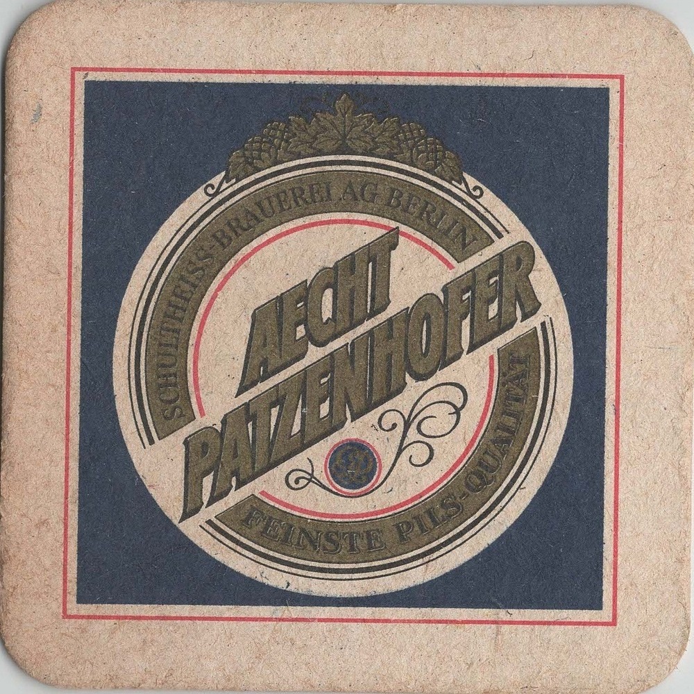 Vintage Aecht Patzenhofer Schultheiss Brauerei AG Berlin Beer Coaster Germany